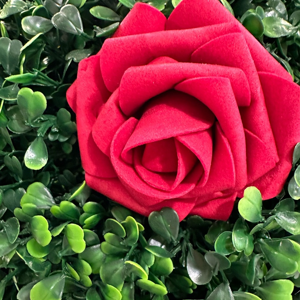 Faux Boxwood Red Rose Topiary - Picture 5 of 7